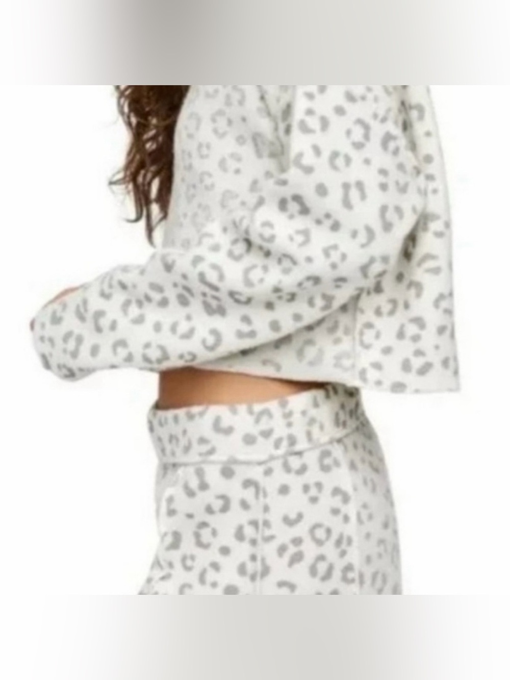 FREE PEOPLE Intimates Rain Check Animal Print Lounge Set M Ivory Combo $168 - Picture 7 of 7